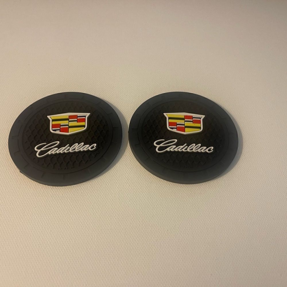 Cadillac Car Cup Coasters in Black with logo set of 2 NWT